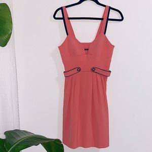 Black Halo pink black Contrast belted Retro Pleated dress